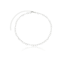 Choker Elos Corações Vazados Banho Ródio Branco