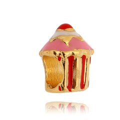 Berloque Cupcake Rosa e Dourado