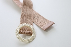 Cinturon rafia elastizado hebilla perlas - tienda online