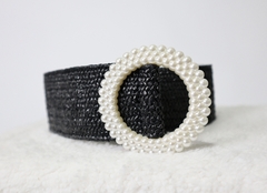 Imagen de Cinturon rafia elastizado hebilla perlas