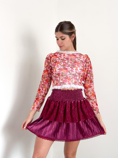 Falda Delia velvet bordo - Florencia Casarsa