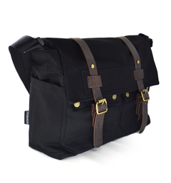 Helsinki - Morral de Gabardina - Negro Cuero Marrón - comprar online