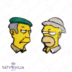 Pins x 2  El gato Skinner y Homero - Los Simpsons