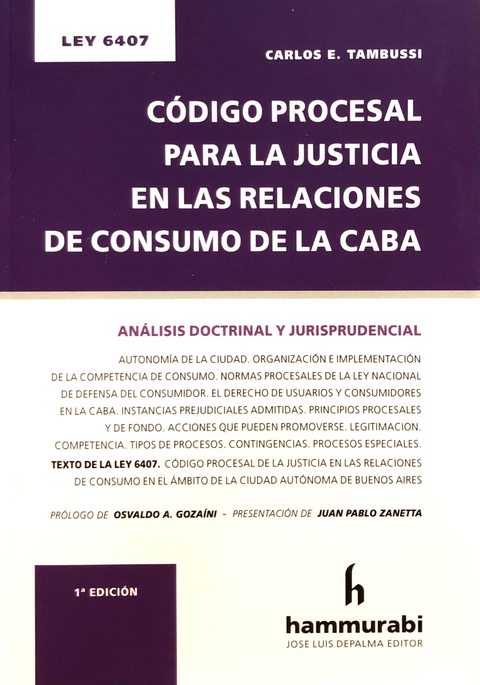 Csdigo Procesal para la justicia en las Relaciones de Consumo de la CABA Tambussi -