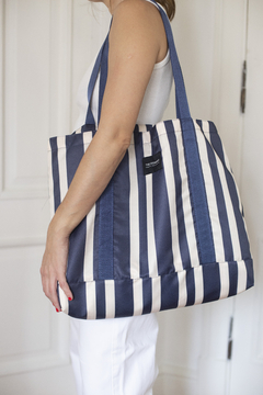 Totebag grande Stripes Azul y Blanco