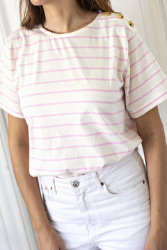 Remera Stripes Rosa y Blanca