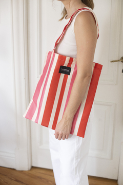 Totebag chica Stripes Rojo y Fucsia