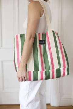 Totebag grande Stripes Verde y Fucsia