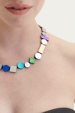 Collar Bauhaus Round - Plata + Rainbow - tienda online