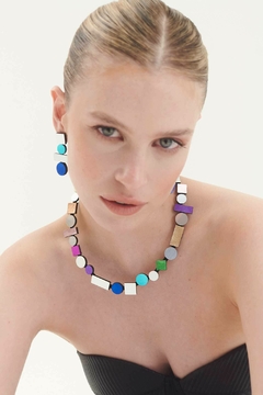 Collar Bauhaus Round - Plata + Rainbow