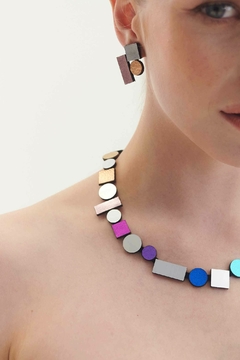 Collar Bauhaus Round - Plata + Rainbow - comprar online