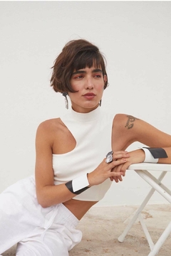 Brazalete Bauhaus Leather - Blanco & Negro - comprar online