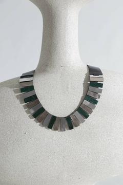 Collar Ray Egiptian - Plata/PeltreVerde - tienda online