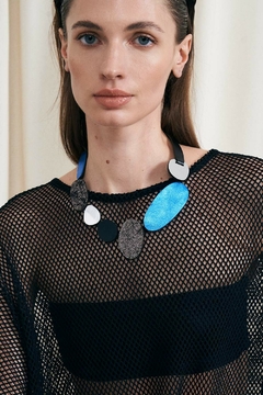 Collar Organic Reflections Round - Plata/Negro/Peltre/Azul - comprar online