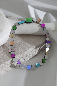 Collar Bauhaus Round - Plata + Rainbow - Iskin Sisters