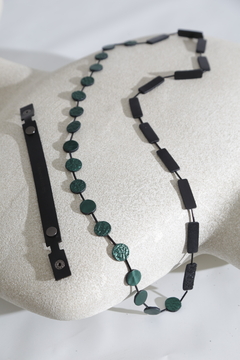 Collar Green Circle Rectangle - Negro /Verde (copia) - Iskin Sisters