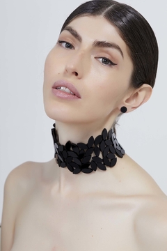 Collar Kate Leaves Choker Asymmetric- Gargantilla - Total Black - comprar online