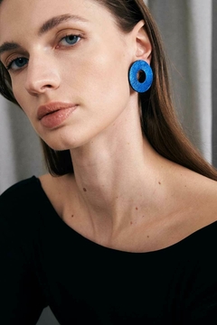 Aros Mies Circle Studs - Azul - comprar online