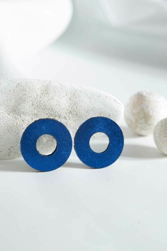 Aros Mies Circle Studs - Azul