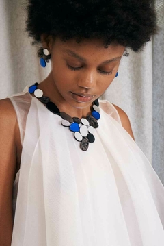 Collar Organic Reflections V - Plata/Negro/Peltre/Azul - Iskin Sisters