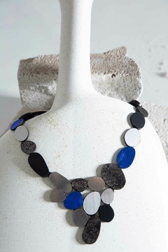 Collar Organic Reflections V - Plata/Negro/Peltre/Azul - comprar online