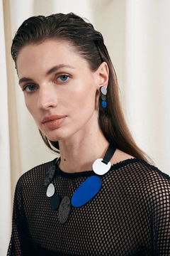 Collar Organic Reflections Round - Plata/Negro/Peltre/Azul