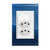 Conjunto 1 Interruptor LED + 2 Tomadas 10A - Refinatto - Classic Blue Alto Brilho / Branco PCBB051