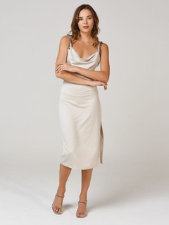 VESTIDO AMAPOLA 3/4 PLATA CANUTILLOS - Enbabia