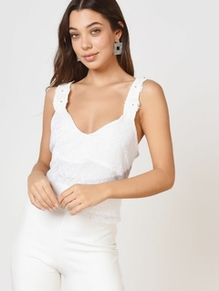 TOP CASSANDRA GIPIURE BLANCO