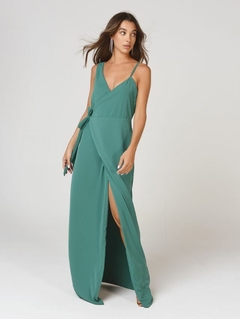 VESTIDO HELENA CREPPE LARGO VERDE INGLES