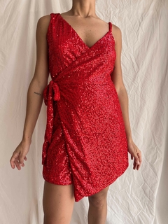 VESTIDO HELENA LENTEJUELAS ROJO - Enbabia