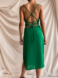 VESTIDO AMAPOLA 3/4 CREPPE VERDE en internet