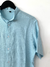Camisa de Lino cuello Mao Celeste en internet