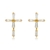 Brinco Crucifixo de Zirconia Baguete Cristal Folheado em Ouro 18k