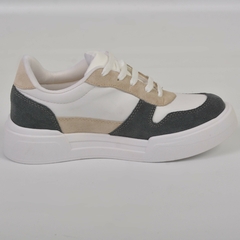 Sneakers Blanco con Puntera Gris Gamuzado - tienda online