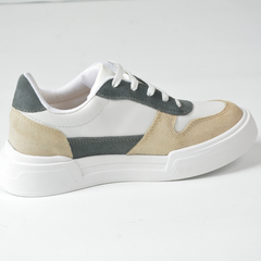 Sneakers Blanco Puntera con Gamuzada Tiza - comprar online