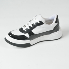 Sneakers Blanco con Puntera Charol Negro - PRANA Zapatos