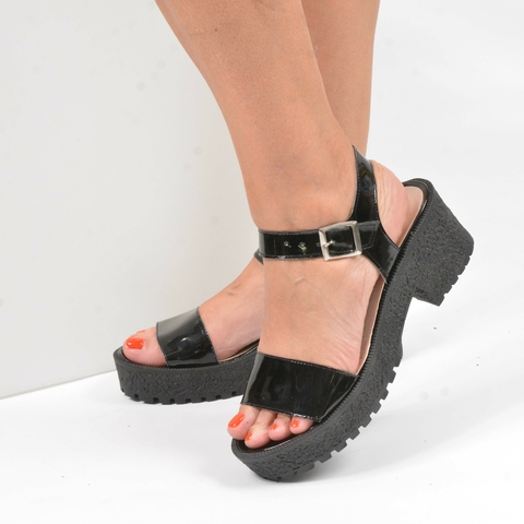 Sandalia Casual Charol Negro