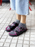 SANDALIA COSY NEGRA CON PELO MORADO - Camelia Shoes