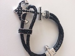 *Pulsera ANCLA CON PIEDRAS NEGRAS - tienda online