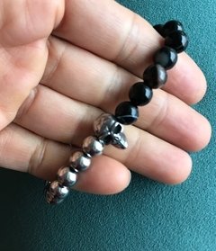 Imagen de Pulsera CALAVERA mitad acero mitad piedras