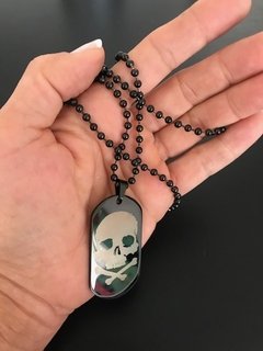 Dije Chapa acero negro calavera - comprar online