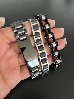 Pulsera CADENA DE MOTO BLACK & SILVER - tienda online