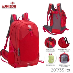 MOCHILA ALPINE SKATE CAMPING 35 LITROS RED C/COBERTOR LLUVIA (126893) - comprar online