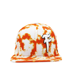 BONÉ TYE DYE BRANCO E LARANJA ABA RETA