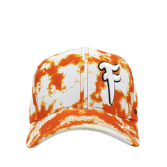 BONÉ TYE DYE BRANCO E LARANJA ABA CURVA