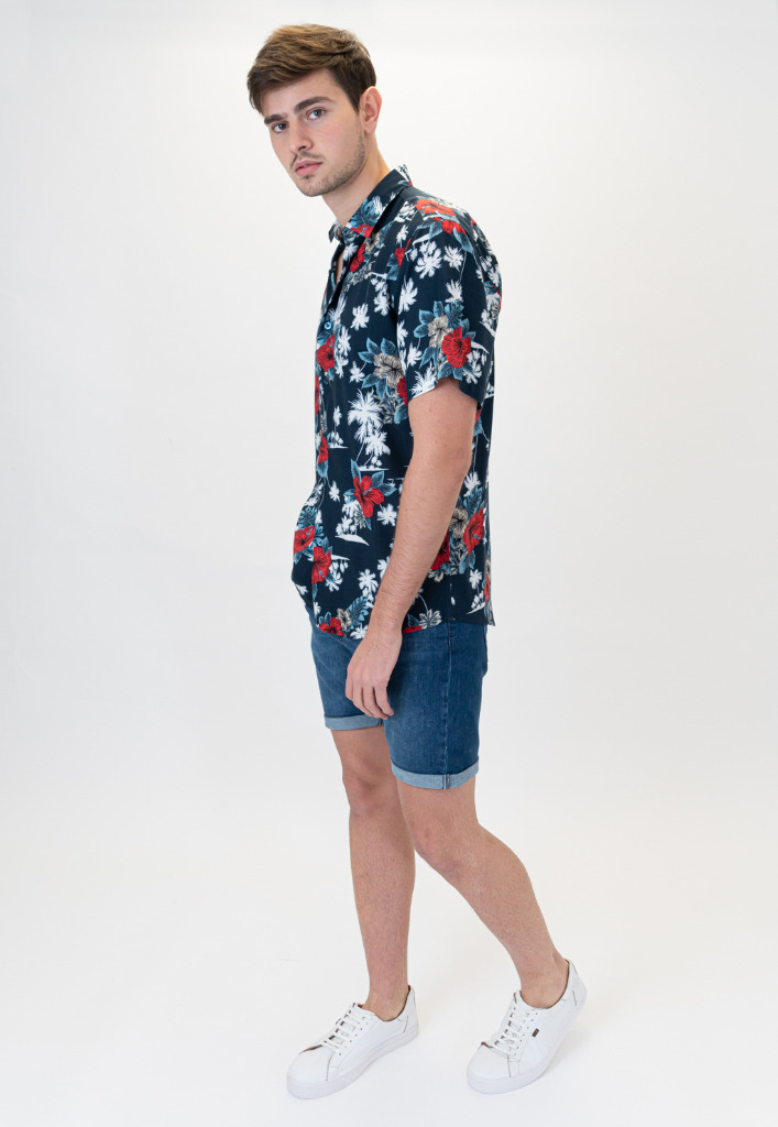 Camisa manga corta flores hotsell