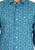 Camisa Puro Pima Corte Ejecutivo Azul Flores 1597 - comprar online