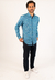 Camisa Puro Pima Corte Ejecutivo Azul Flores 1597 - tienda online