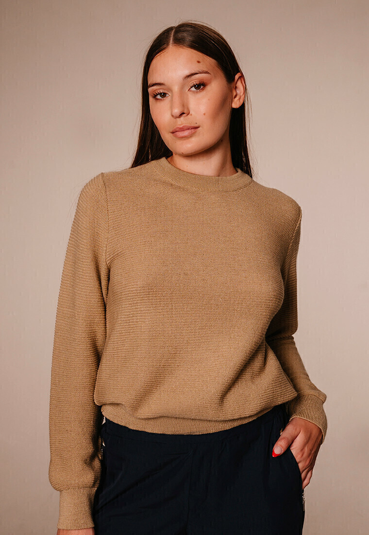 Sweater Dama Lana Punto Resorte Beige Pato Pampa